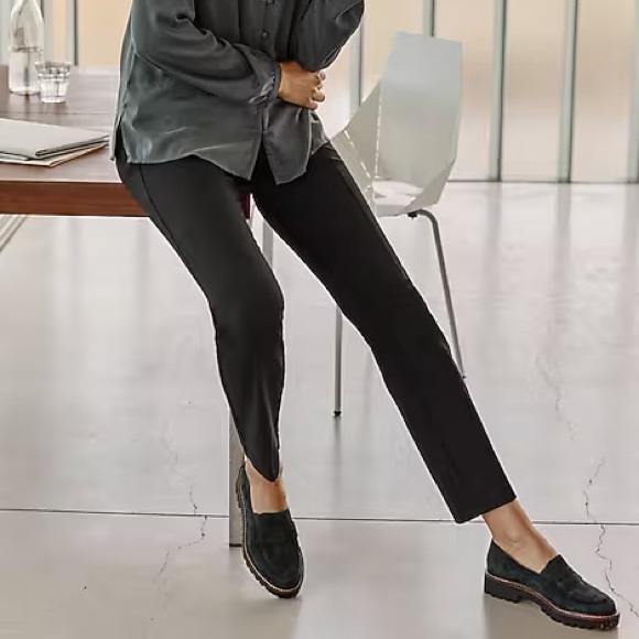 J. Jill Pants - J. Jill Black Pintucked Ponte Slim-Leg Pants Pull On Stretch Large Casual